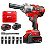 SILVEL Cordless Impact Wrench, MAX 650N.M Brushless Impact Gun 1/2 inch, 4.0Ah Battery, 6 Sockets, 3300RPM Impact Driver wih Fast Charger SILVEL