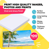 Glossy Photo Paper For Printer 8.5 x 11” x 100 Sheets - Works with Inkjet Printer - Professional Standard // Paper Plan Paper Plan