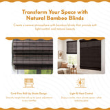 Radiance Cordless Bamboo Roman Shades for Windows - Flatweave Bamboo Blinds for Reduce Bright Light - Easy to Lift & Fold Up Window Shades - Espresso - 27 in. W x 64 in. L - (2208826E) Radiance