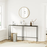 SONGXIN 63" Console Table,Modern Narrow Long Sofa Table Behind Couch,Skinny Entry Table with Black Metal Frame for Living Room, Hallway,Classic Black SONGXIN