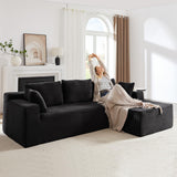 104 Inch Cloud Sectional Couch with L-Shape Chaise,Modern Upholstered Couches with Deep Seat,Corduroy Sponge Compressed Sofa for Living Room, Bedroom,No Assembly Required(Black) ZKJOLMN