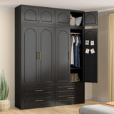 UNICOLY 86" Wardrobe with Drawers, 71'' Armoire Wardrobe Closet with 15" Cabinet, Metal Clothes Storage Cabinet with Hanging Rod, for Bedroom School, Employee, Gym, Assembly Required, Black UNICOLY