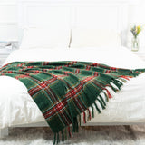 Quinnsus Christmas Throw Blanket | Soft Lightweight Green Plaid Christmas Throw Blankets | Faux Cashmere Checkered Blanket with Tassels for Christmas Home Decoration (50"x60") Quinnsus