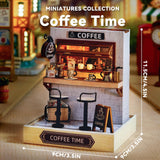 Flever Dollhouse Miniature DIY House Kit Creative Room with Furniture for Romantic Valentine's Gift (Coffee Time) Flever