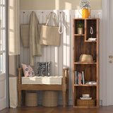 VECELO 4-Tier Bookcase, Modern Storage Cabinet with Height Difference Shelves for Standard Textbooks, 5 Cubes, Vertical or Horizontal, Easy Assembly, Rustic Brown VECELO