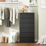 FOTOSOK Black Dresser, 6 Drawer Dresser, Modern Tall Black Storage Chest of Drawers Wood Dresser with Metal Sliding Rail, Handleless Drawer Cabinet for Home & Office FOTOSOK