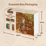 Tonecheer DIY Book Nook Kit for Adults, Wooden 3D Puzzle Bookend Bookshelf Insert Decor, Detective Booknook Miniature House Kit with Dust Cover and Body Motion Sensor LED (Violin Detective Agency) Tonecheer
