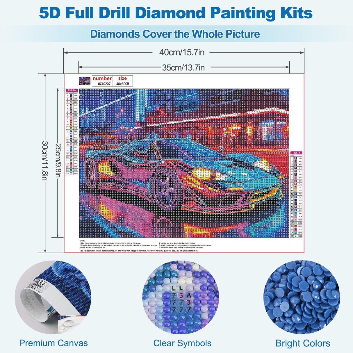 MEIYUDA Diamond Painting Kits for Adults, 5D Car Diamond Art Kits for Men, DIY Sports Car Diamond Art Painting Kit Gem Art Crystal for Home Wall Decor and Holiday Presents 16x12Inch MEIYUDA