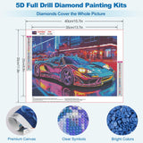 MEIYUDA Diamond Painting Kits for Adults, 5D Car Diamond Art Kits for Men, DIY Sports Car Diamond Art Painting Kit Gem Art Crystal for Home Wall Decor and Holiday Presents 16x12Inch MEIYUDA