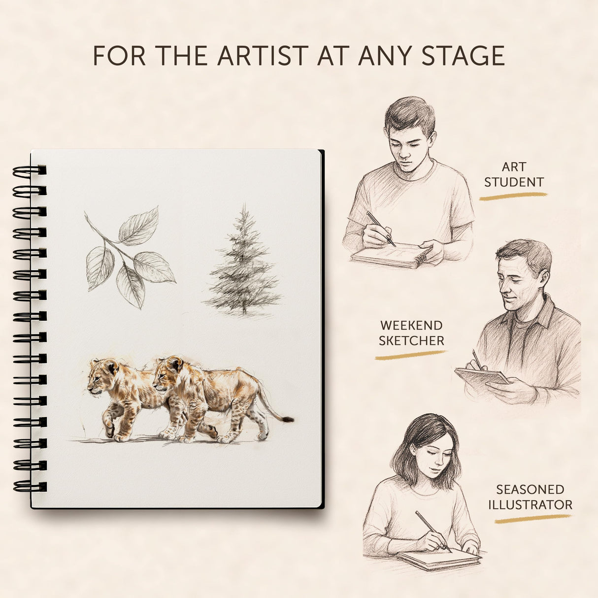 Artist’s Sketchbook Hardcover – 200GSM Very Thick Paper – Spiral Sketch Book for Drawing and Mixed Media – Sketch Pad, Art Book - 5.8 x 8.5, 40 Sheets / 80 Pages String & Space