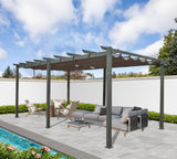 Domi 11'x20' Outdoor Retractable Pergola with Sun Shade Canopy, Aluminum Pergolas and Gazebos Clearance, Patio Outdoor Metal Pergola Canopy for Deck, Garden, Backyard, Dark Grey domi outdoor living