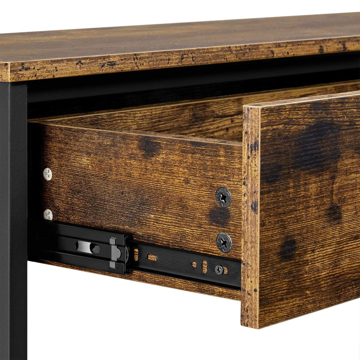 Yaheetech TV Stand with Power Outlets, Entertainment Center with Drawer, Media Console Table for TV up to 45 inch with Storage Shelf for Bedroom/Living Room/Hallway, Metal Frame, Rustic Brown Yaheetech