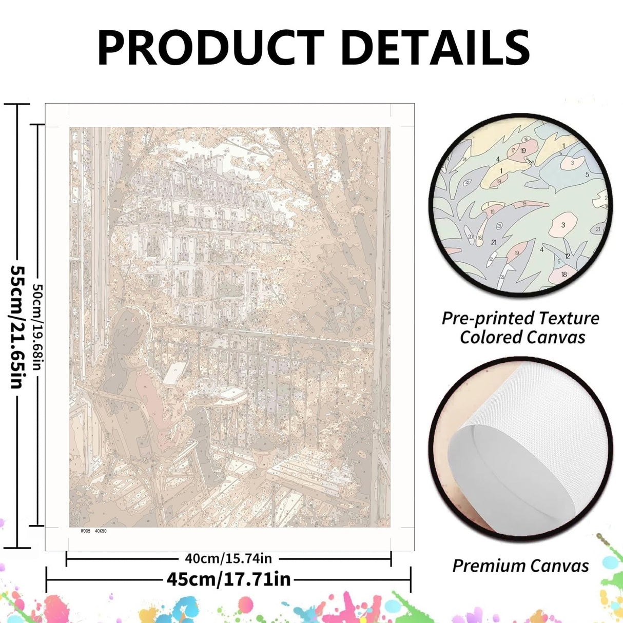 koemhxb Paint by Numbers Kit for Adults Beginners, Autumn Paris Balcony Scene, Fall City View Art Adult Paint by Numbers on Canvas, Acrylic Painting Crafts for Home Decor (16x20inch) koemhxb