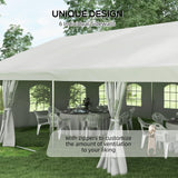 Outsunny 19.5' x 39' Party Tent, Heavy Duty Outdoor Canopy Tent Shelter with Removable Sidewalls, 2 Doors and 20 Windows, Large Tents for Parties, Wedding, Events, BBQ Grill, White Outsunny