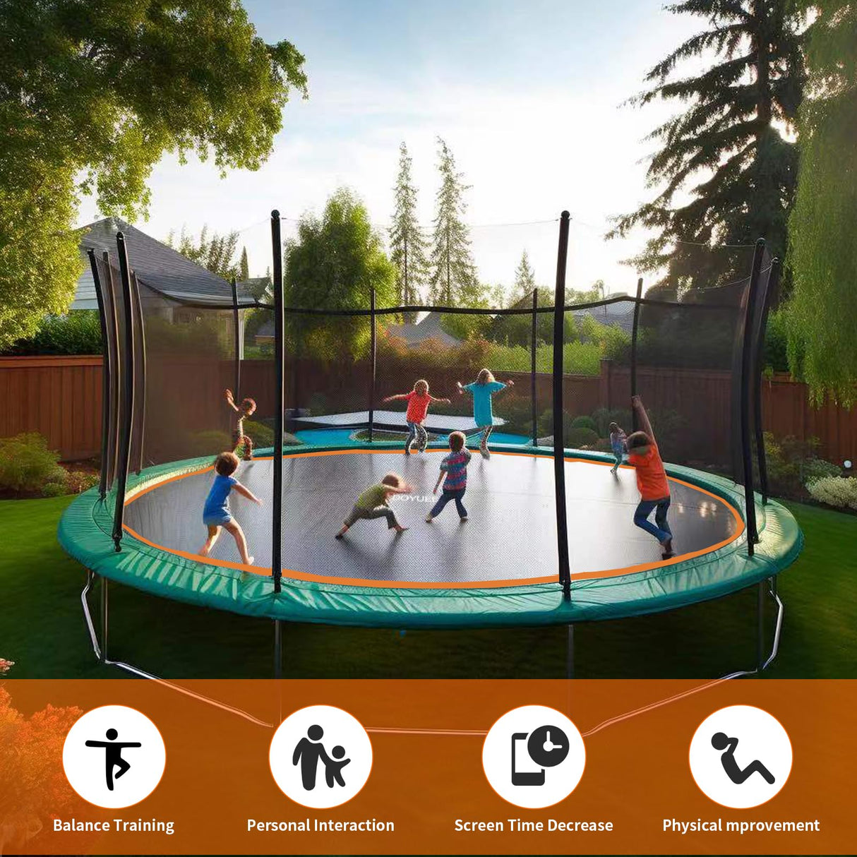 DOYUEE Trampoline Mat Replacement，Fits 14FT Trampoline Frame with 88 Rings Fits 6.5" or 7.0" Springs，Jumping Mat Diameter(147.6in/12.3ft)，Excluding Spring and Frame Doyuee