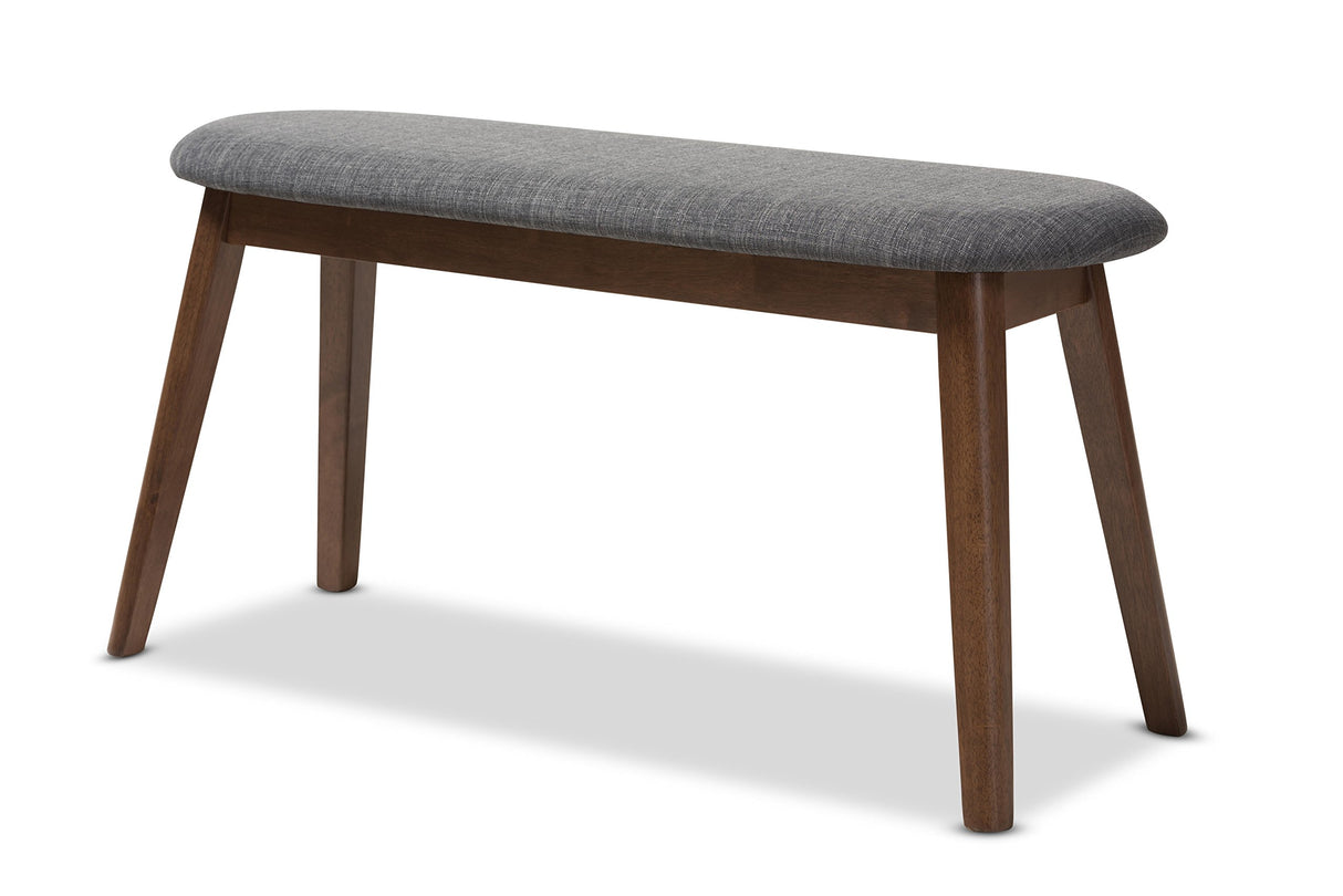 Baxton Studio Easton Mid-Century Modern Dark Grey Fabric Upholstered Walnut Finished Wood Bench Baxton Studio