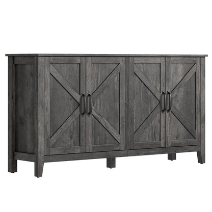 VASAGLE Buffet Storage Cabinet, 15.7" D x 59" W x 31.5" H Credenza Sideboard Table, Kitchen Cupboard with Adjustable Shelves for Living, Dining Room, Entryway, Charcoal Gray ULSC381T04 - WoodArtSupply