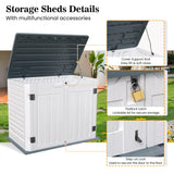 UDPATIO Outdoor Storage Cabinet 35 Cu Ft, Resin Horizontal Outdoor Trash Can Storage Box Lockable Shed 4 x 2 ft for Garbage, Garden Tools, Lawn Mowers UDPATIO