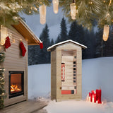 BNEHS Outdoor Infrared Sauna,1 Person Home Sauna with Rapid Warm-Up Heating Tubes & Panels,Wooden Sauna Spa Room with Chromotherapy Lamp,110V BNEHS