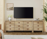 WAMPAT Dresser with 12 Drawers for Bedroom,Wooden Kids Dressers with Wide Chest of Drawers,Mid Century Modern Wooden Closet Storage Organizer,Large Wood Dressers for Living Room, Nursery,White Oak WAMPAT