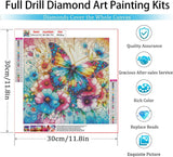 EIBEILI Diamond Painting Kits for Adults, Butterfly Flower 5D Diamond Art Kits for Beginner DIY Full Drill Diamond Dots Crystal Craft Kits for Home Wall Decor Gifts(12X12 Inch/Butterfly) EIBEILI