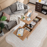 Tangkula 47 Inch Lift Top Coffee Table with Storage, Large Split Top Accent Table with Pneumatic Rods, 2 Hidden Compartments & 5 Solid Wood Legs, Center Table for Living Room (Brown) Tangkula