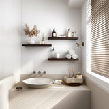 PHPH Wood Floating Shelves for Wall, Wooden Wall Shelves for Bedroom, Set of 6 Brown 17 Inch PHPH