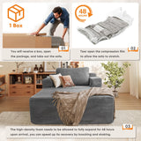 Homall Oversized Chaise Lounge Chair, Cloud Couch with Fluffy Upholstered, Deep Seat Sleeper Sofa Bed with Two Cup Holders, Comfy Boneless Couch No Assembly Required for Living Room, Apartment (Grey) Homall