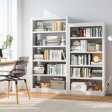 RGGCABINET Metal Bookshelf, 5-Tier Bookcase with Adjustable Storage Shelves, White Book Shelf with Book Stopper, Modern Bookshelf for Living Room, Library, Home, Office RGGCABINET