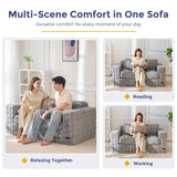 MAXYOYO Loveseat Sofa for Living Room, Small Sofa Couch Tufted Boneless Couch, Comfy Bean Bag Chair for Small Space Bedroom Apartment, No Assembly Needed, Grey MAXYOYO