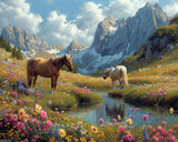XTXGERL DIY Paint by Numbers for Adults Beginner, Horses Amidst Mountain, Paint by Numbers Kit Horse Painting by Numbers for Adults (16x20 inch, No Frame) XTXGERL