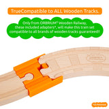 ORBRIUM 52 Pcs Deluxe Wooden Train Set with Wooden Storage Box Tunnel Compatible with Thomas, Brio, Melissa (Wooden Box - 52 Pcs Train Set) Orbrium