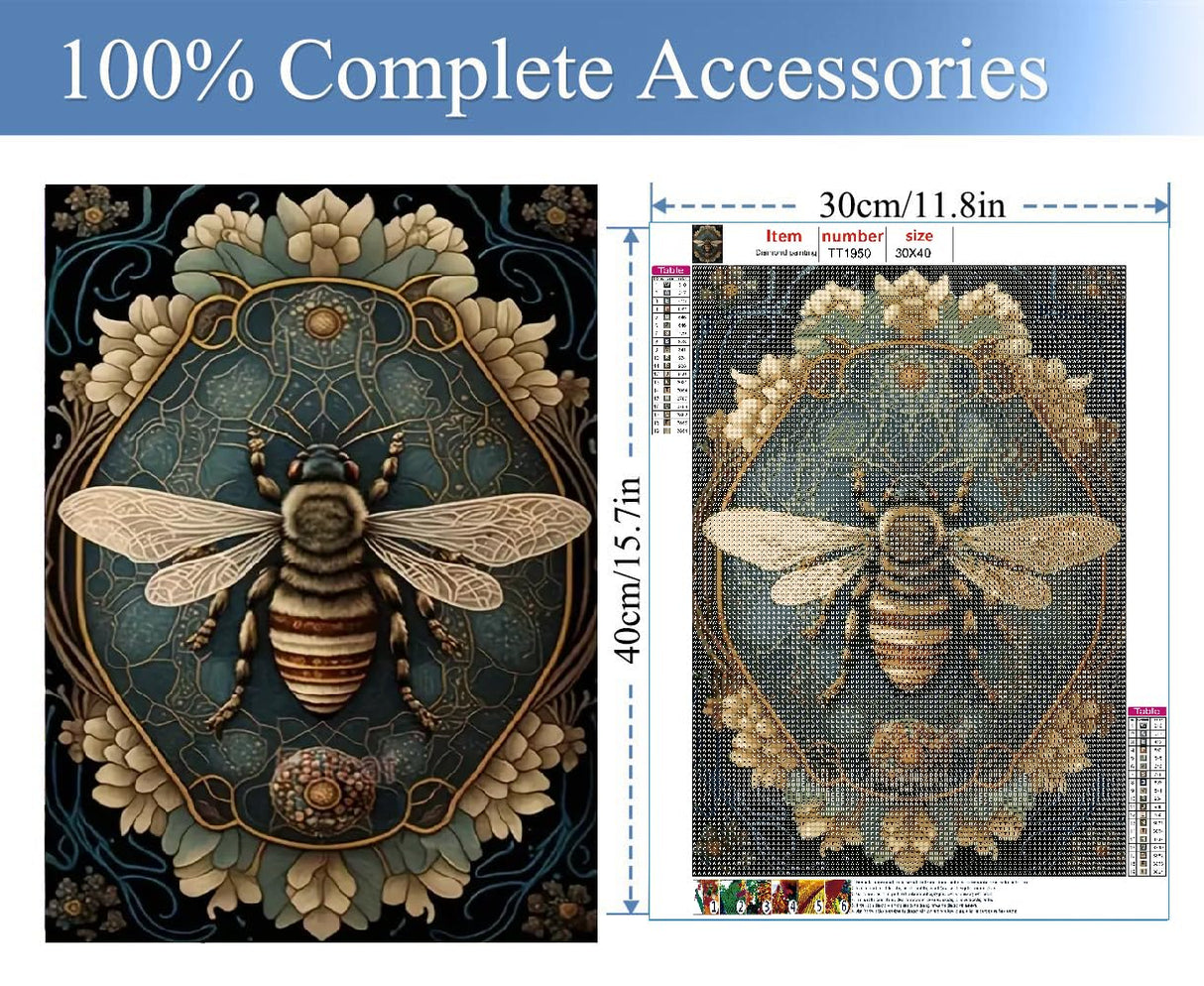 JFYHAB Bee Diamond Painting Kits for Adults Flower 5D DIY Diamond Art Kits for Beginners Round Full Drill Diamond Painting for Home Wall Decoration Gift 12×16 inch JFYHAB