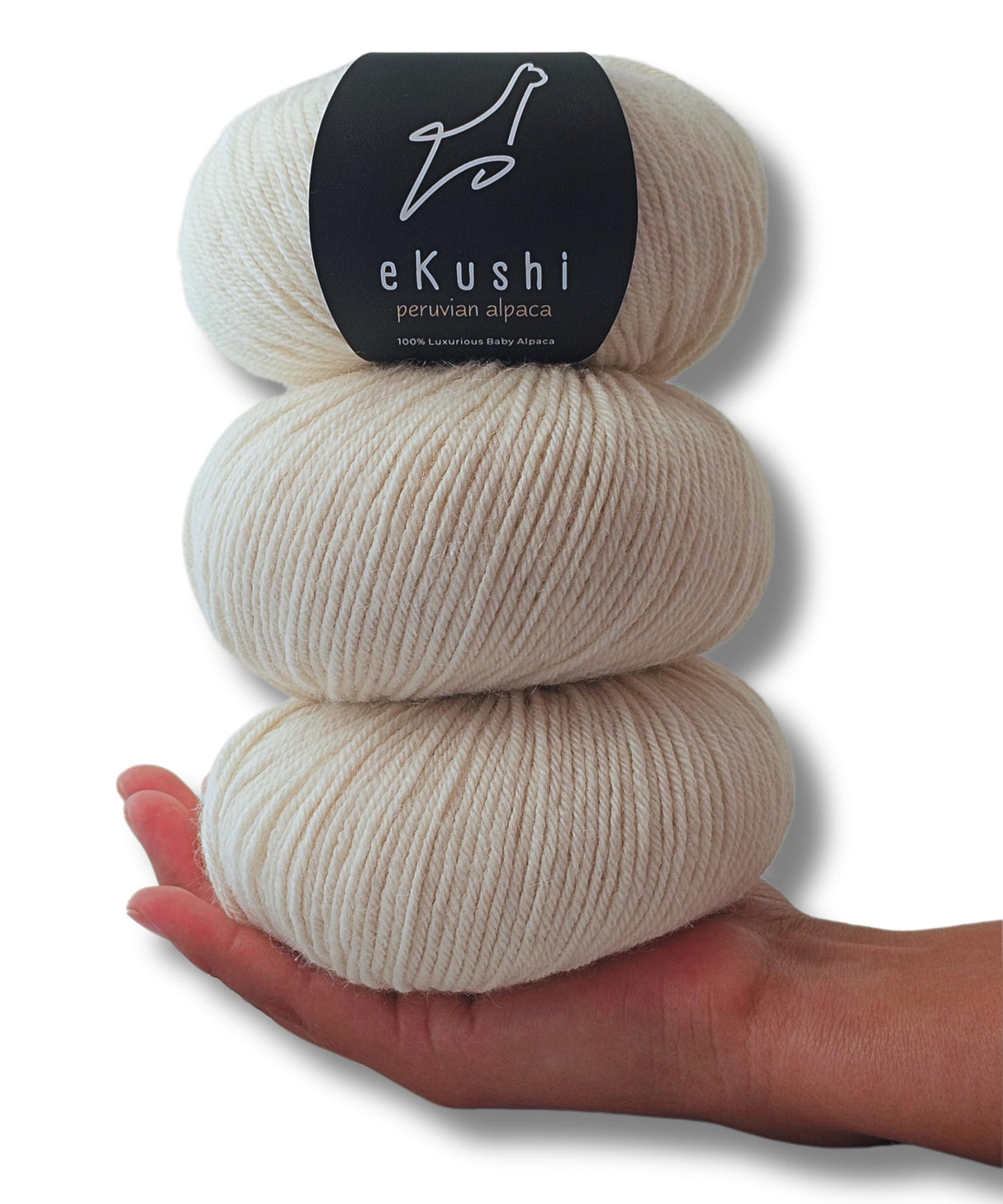 eKushi 100% Baby Alpaca Yarn for Knitting & Crocheting - Set of 3 Skeins of Premium Yarn DK - Lightweight, Hypoallergenic & Thermal Peru Made - Ideal for Delicate Projects (Natural White - N010) eKushi