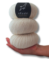 eKushi 100% Baby Alpaca Yarn for Knitting & Crocheting - Set of 3 Skeins of Premium Yarn DK - Lightweight, Hypoallergenic & Thermal Peru Made - Ideal for Delicate Projects (Natural White - N010) eKushi