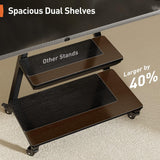 Perlegear Mobile TV Stand with Soundbar Mount, Rolling Floor TV Stand with Wheels for 43-80" TVs up to 132lbs, Mobile TV Cart with Storage Shelves, Tilt Swivel Corner TV Cart Max VESA 600x400mm Perlegear