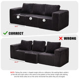 Modular Sectional Sofa 3-Seater Modular Couch with Deep Seat Memory Foam Cloud Chair with Pillows Oversized Sectional Sofa for Living Room Bedroom (Strip Grey, 3-Seater) Hobestluk