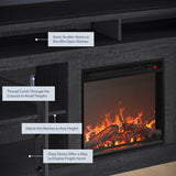 BELLEZE Modern 60" Traditional TV Stand with 18" Electric Fireplace Heater & Media Entertainment Center Console Table for TV up to 65" with Open Storage Shelves & Cabinets - Cayman (Rustic Grey) BELLEZE