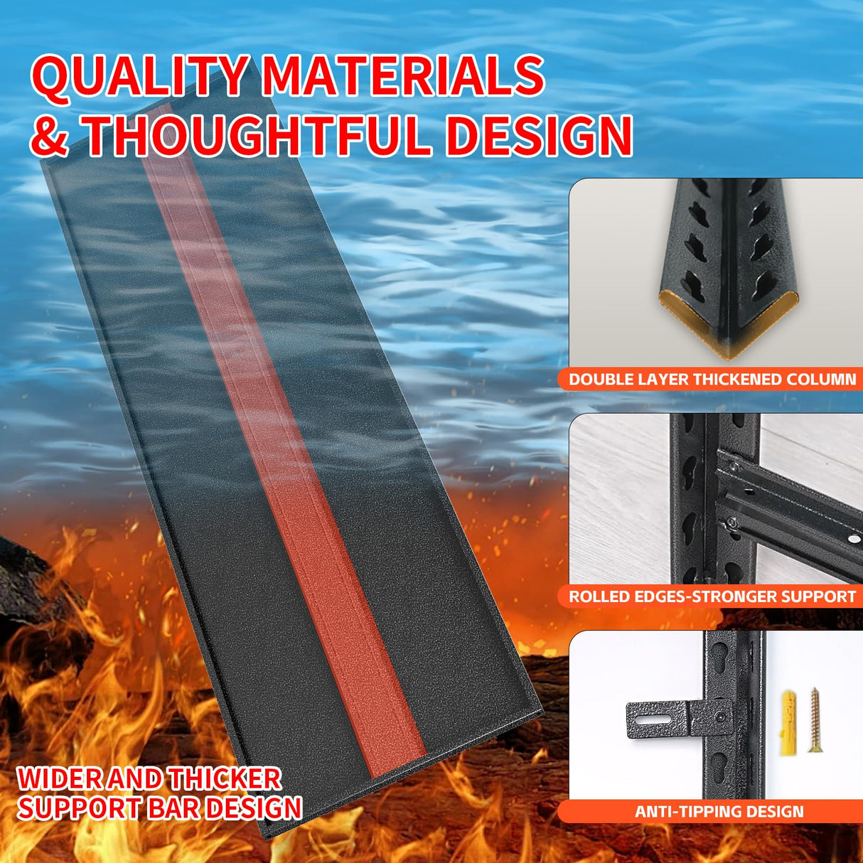 FogQueen 47.2" W x 23.7" D Garage Shelving Heavy Duty Storage Racks 3000LBS Adjustable Metal Shelfs 5 Tier Shelving Units Garage Storage Shelves Industrial Utility Shelf 72" H Tall Shelf for Storage FogQueen