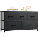 DWVO 5 Dresser for Bedroom, Fabric Dresser with 5 Drawers, Chest of Drawers for Closet, Black Dresser & Chest of Drawers DWVO