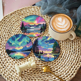 8 Pcs Aurora Diamond Art Coasters Kits with Holder, Landscape Diamond Painting Coasters Kits for Adults, DIY 5D Nature Scenery Diamond Dots Small Mini Kit Full Drill Art Craft Supplies 4X4 Inch askkqtx