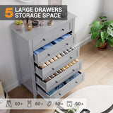 GarveeHome 5 Chest of Drawer Dresser, Modern and Stylish Dresser, Deep Drawers and Nickel Round Handle, Wood Storage Organizer with Ample Storage Space for Bedroom, Living Room, Entryway, Grey GarveeHome