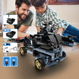 STEM Building Toys for Kids, Educational Building Blocks, Remote & APP Controlled 2in1 RC Car/Construction Robot STEM Kit, Science Learning Car Building Sets for Boys Girls 8-16 Old (Dark Blue) DIEBA