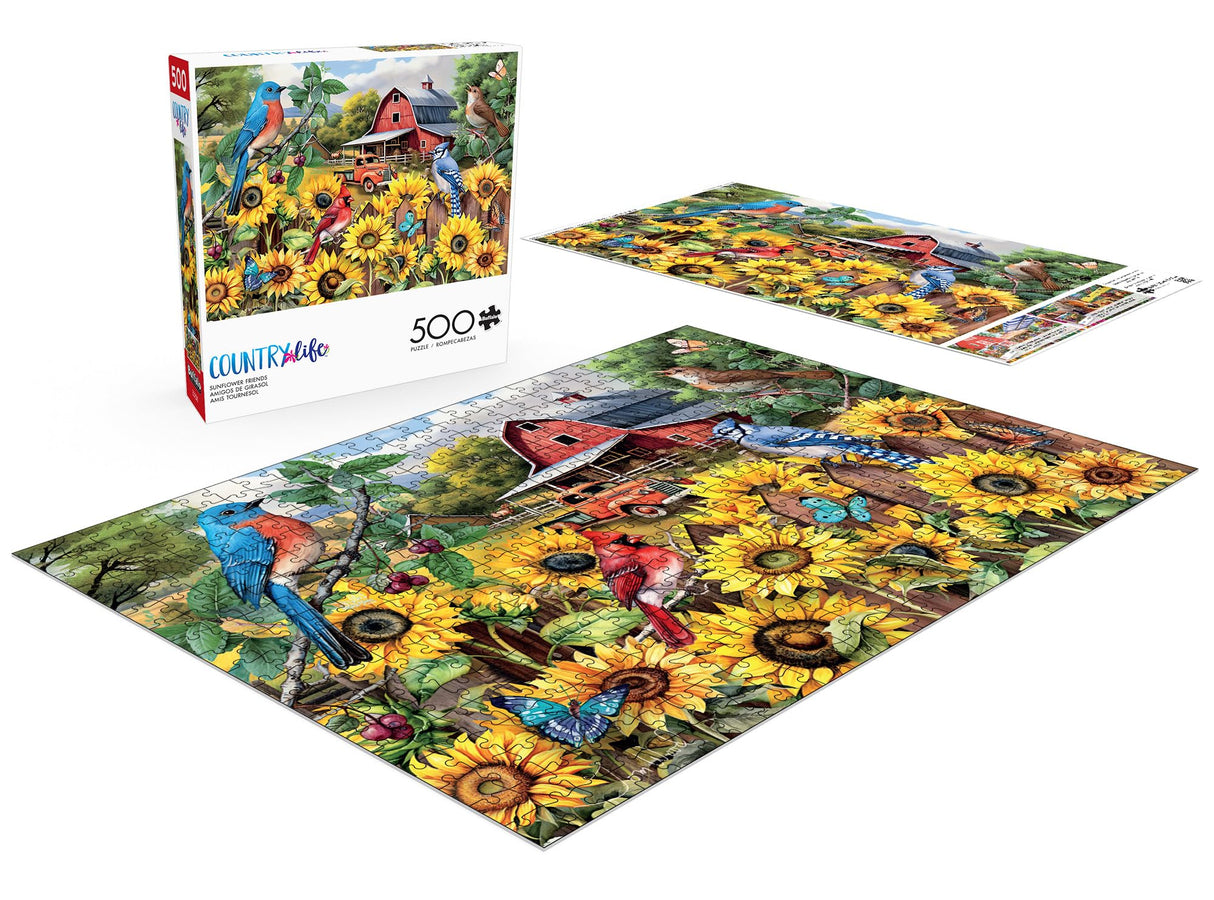 Buffalo Games - Tom Wood - Sunflower Friends - 500 Piece Jigsaw Puzzle for Adults -Challenging Puzzle Perfect for Game Nights - Finished Size is 21.25 x 15.00 Buffalo Games