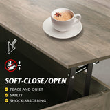 WLIVE Lift Top Coffee Table for Living Room,Coffee Table with Storage,Hidden Compartment and Metal Frame, Central Table for Reception Room,Grey WLIVE