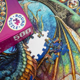 Springbok's Dragon Heart 500 Piece Round Jigsaw Puzzle for Adults - Unique Cust Pieces with Spectacular Dragon Image - Made in USA Springbok