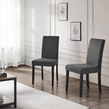Yaheetech Dining Chair Fabric Parson Chair Modern Stylish Upholstered Kitchen Living Room Padded Chair Armless Side Chair with Solid Wood Legs Set of 4, Dark Grey Yaheetech