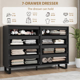 GarveeHome 8 Dresser for Bedroom, 55" Wide Dresser, Freestanding Horizontal Drawer with Storage, Wooden Closet Chest Storage for Living Room, Hallway, Entryway, Black GarveeHome
