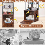 Epetlover Cat Litter Box Enclosure with 2 Storage Shelves Litter Box Furniture Hidden with Barn Door, Indoor Wooden Cat House, Rustic Brown Epetlover