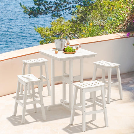 Homenjoy 37.5" H Outdoor Bar Table，HDPE Bar Height Table with Weather Resistant Top, Square Outdoor Patio Table, White Homenjoy